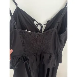 Caroline Constas Black‎ Cotton Eyelet Peplum Maxi Dress Small Smocked Back 53in thumbnail 5