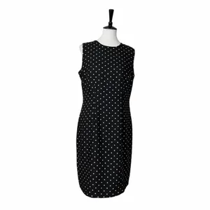 SAG Harbour Y2K Black Polka Dot Sleeveless Sheath Dress Knee Length Size 14 thumbnail 2