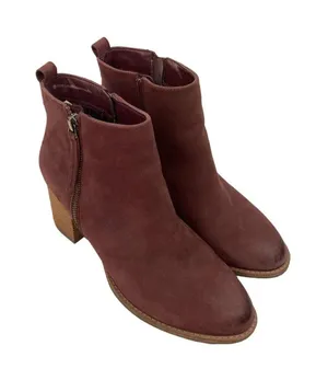 -Blondo Eve Leather Ankle Booties Boots Womens 8.5 Plum Burgundy Waterproof thumbnail 1