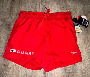 NEW SPEEDO Red Shorts Small Comfort Stretch thumbnail 1