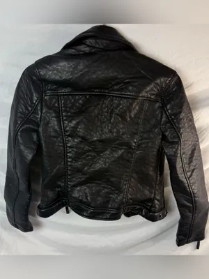 Topshop Black Faux Leather Moto Biker Jacket Y2K Indie Sleaze US 4 thumbnail 6
