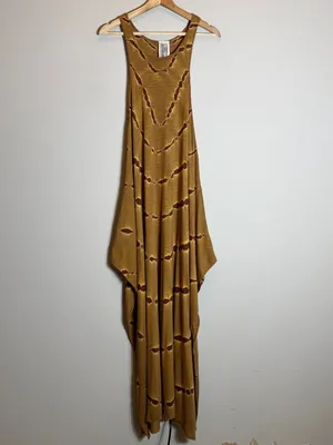 Free People Tie Dye Maxi Dress Women's Small Tan Brown Hippie Festival Boho Chic thumbnail 5