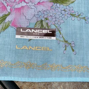 Lancel Paris Feminine Floral Cotton Scarf Pocket Square Handkerchief New thumbnail 4