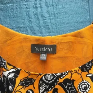 Anthropologie Yessica Women Gray Butterfly Print Yellow Midi Dress XS v6x thumbnail 5