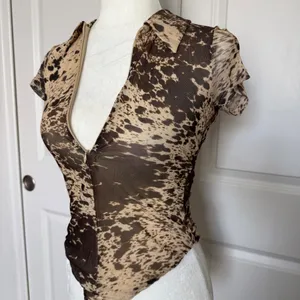 ZARA Animal Print Tulle Bodysuit thumbnail 3