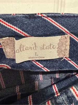 Alter’d State Navy Pink Pinstripe Mini Skirt Women’s Large Preppy Cottagecore thumbnail 2