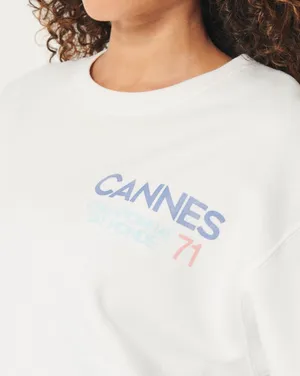 Hollister white sweatshirt with Cannes graphic Size M thumbnail 2