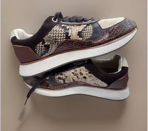 Womens Fashion Sneakers Snake Print Leather‎ Suede Chunky Sole Comfort Shoes 38 thumbnail 1