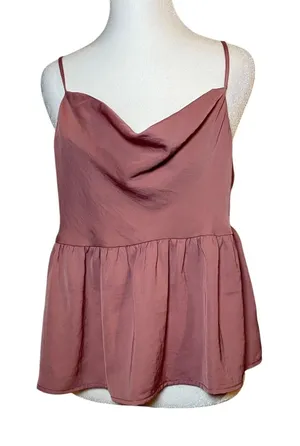 American Eagle Peplum Cami Top Cowl Neck Sleeveless Blouse Mauve Size M‎ thumbnail 1
