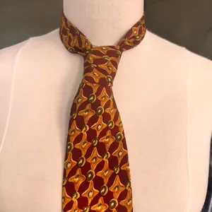 Ralph Lauren Chaps Silk Tie Vintage Geometrics Burgundy Multicolor Necktie thumbnail 1