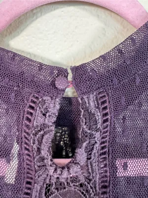 Free People Purple Lace Sleeveless Tunic Boho Blouse Womens S Festival Indie Top thumbnail 6