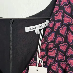 Reformation Tasmin Mini Dress Dress in Bon Bon Long Sleeve Heart Print Sz 8 NWT thumbnail 4
