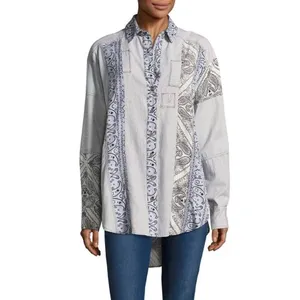Free‎ People All Patched Up Chambray Buttondown Blue Shirt Women's Size Small thumbnail 2
