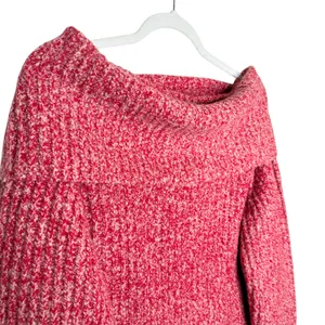 Madewell Off Shoulder Oversized Chunky Ribbed Knit Sweater Size XL Red Holiday thumbnail 2