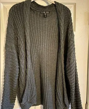 Gray Cardigan Sweater Knitted Size L thumbnail 1