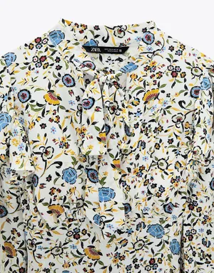 ZARA Printed Blouse with Bow thumbnail 6