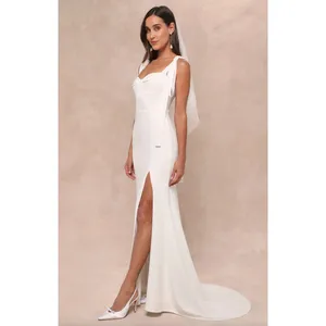 Lulus Splendid Love White Bustier Tie-Strap Mermaid Maxi Dress Wedding Large NWT thumbnail 4