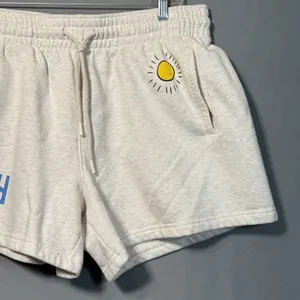DISNEY Mickey Mouse Shorts Womens Large‎ Cream Graphic Lounge Drawstring Travel thumbnail 3