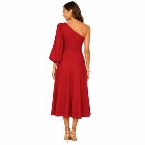 Reformation Dress Sz 2 Red One Shoulder Midi Formal Cocktail Party Wedding Guest thumbnail 2
