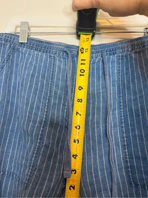 Vintage Lauren Ralph Lauren Linen Pants Womens M Blue Stripe Drawstring Y2K thumbnail 7