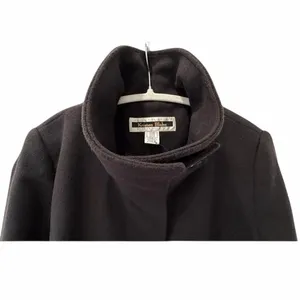 Kristen Blake Single Breasted Fine Australian Wool Button Pea Coat Brown S 6 thumbnail 14