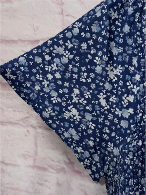 Old Navy Blue Floral Smocked Peplum Top Women’s Large Boho Cottagecore thumbnail 6