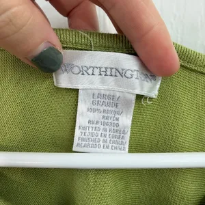 Vintage Worthington green soft knit rayon‎ wide sleeve cropped sweater large thumbnail 4