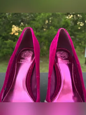 Vince Camuto Faine Magenta Velvet Rhinestone Bow Pointed Toe Pumps Heels Shoes 8 thumbnail 7
