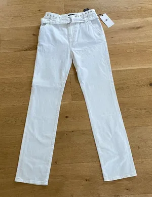 7 For All Mankind - Belted Stud Waist Jeans in White thumbnail 1