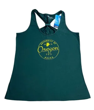 Champion University Of Oregon UO Ducks Green Logo Racerback Tank Top Size Large thumbnail 1