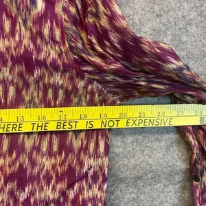 LAUREN RALPH‎ LAUREN Silk Blend Blouse Ikat Print Button Front Purple Medium Top thumbnail 6