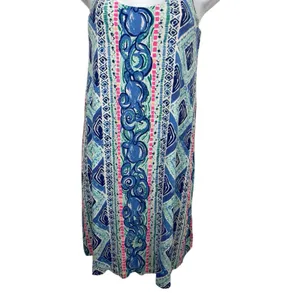 Lilly Pulitzer Braided Halter Dress Pink Blue Geometric Print Shift Dress XXS thumbnail 4