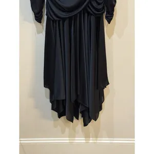Vintage Cervelle Draped Ruched Evening Gown Handkerchief Hem 80's‎ Sequin thumbnail 4