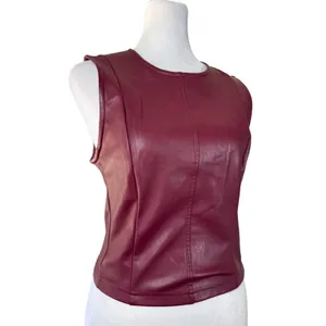7 for All Mankind Burgundy Faux Leather Tank Top thumbnail 3