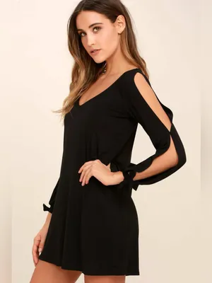 Lulus Glory of Love Black Shift Dress Size Medium NWT thumbnail 2