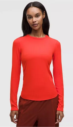 NWT Lululemon Hold Tight Long-Sleeve ribbed Shirt size 10 in cherry ember thumbnail 1