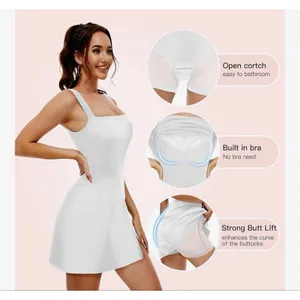 NEW White Slimers Square Neck Built in Shapewear Mini Shaper Tank Dress S thumbnail 8