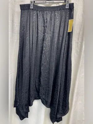 Michael Kors Women's Cheetah-Print Handkerchief-Hem Skirt Black XL thumbnail 3