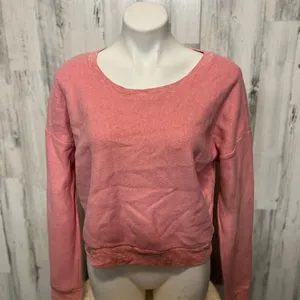 Live Love Dream Scoop Neck Sweatshirt Womens XL Coral Pink Cropped Fleece thumbnail 5