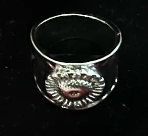 Women’s Stainless Steel Silver Aztec Embellished Wide Band Ring Size 6 thumbnail 2