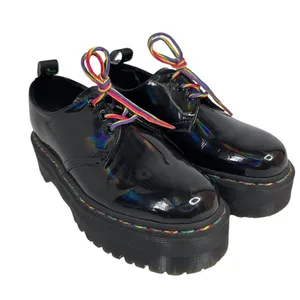 Dr. Martens 1461 Quad Rainbow Patent Platform Shoes black size 7 ladies 6 Men thumbnail 3