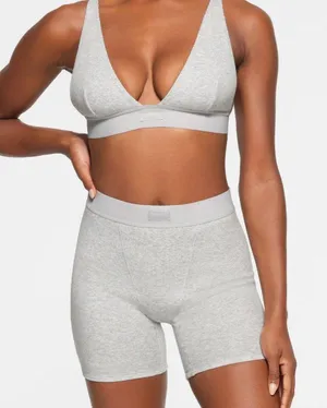 SKIMS Boxer Cotton Rib Shorts Light Heather Grey S thumbnail 1