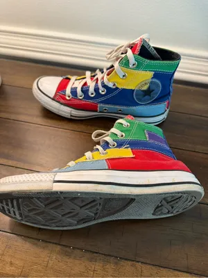 converse all star high top Women 7 Mens 5 Multi-Color Patch Work Color Block thumbnail 5