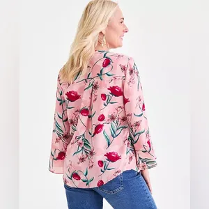 Style & Co nwt size XL Pleated Floral Print Top thumbnail 2