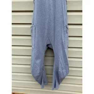 Kimberly Gray Barrel Leg Jumpsuit Ruched Hem Boho Pockets Size M thumbnail 3