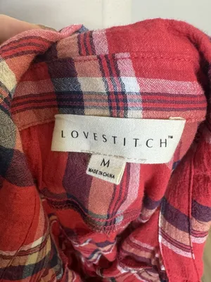 Love Stitch Size Medium (M) Plaid Button-Up Shirt with Chest Pocket thumbnail 4