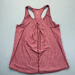 Lululemon Yogi Racerback Tank Top Heathered Dark Red‎ Maroon Pleated Back est. S thumbnail 5