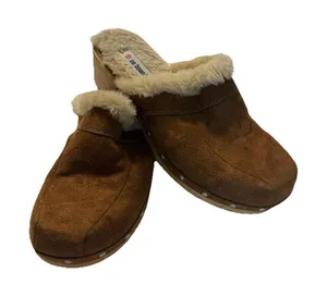 Vintage Y2K‎ No Boundaries Sueded Mule Boho Wooden Clogs 8.5 thumbnail 1