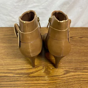 Guess Booties Peep Toe Stiletto Heel Ankle Boots‎ Tan Brown Bow Detail 6.5M thumbnail 4