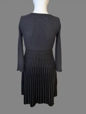 Calvin Klein Charcoal Long-Sleeve Pleated Knit Dress thumbnail 5